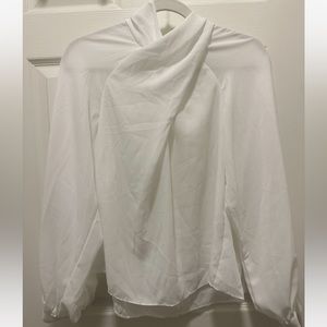 ASOS DESIGN long sleeve top with twist neck detail in ivory